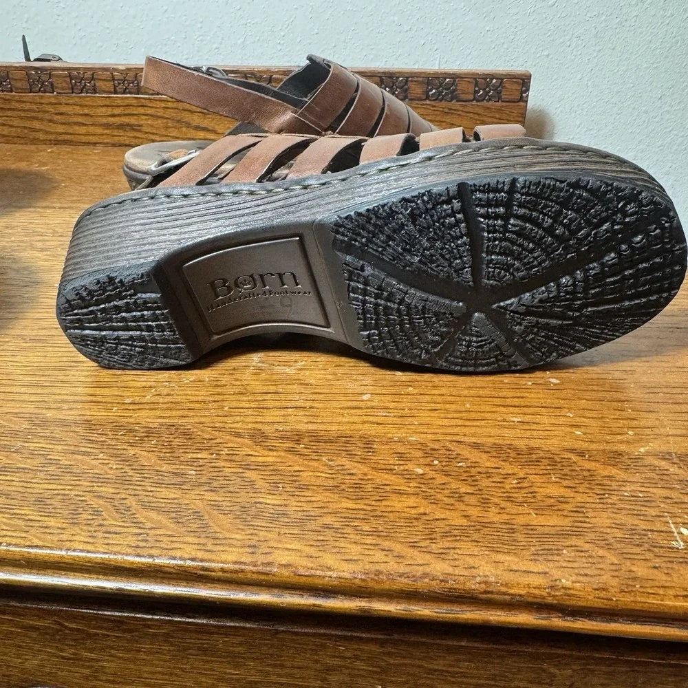 Born Women's Brown Leather Fisherman Sandals Size 9/9.5 M Huarache Mexico